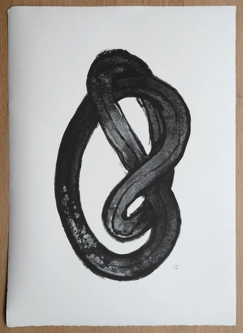 Brezel — handprinted wearable art by Mascha Rodigina, Cologne