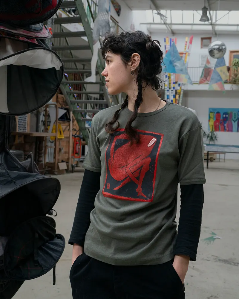 Es wird eng! T — handprinted wearable art by Mascha Rodigina, Cologne